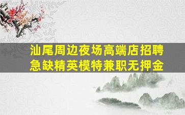 汕尾周边夜场高端店招聘急缺精英模特兼职无押金